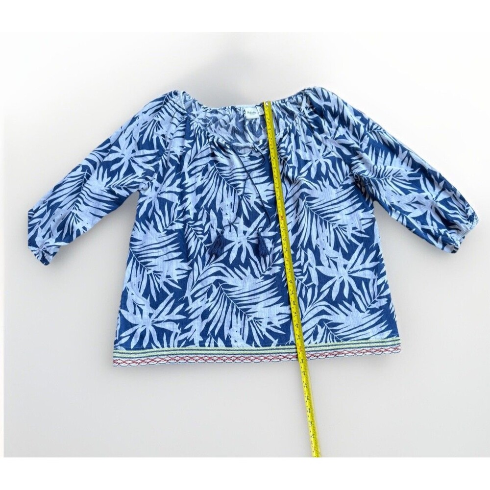 Rafaella Weekend  Blue Blouse Women's Size Large Floral Embroidered - Picture 5 of 16